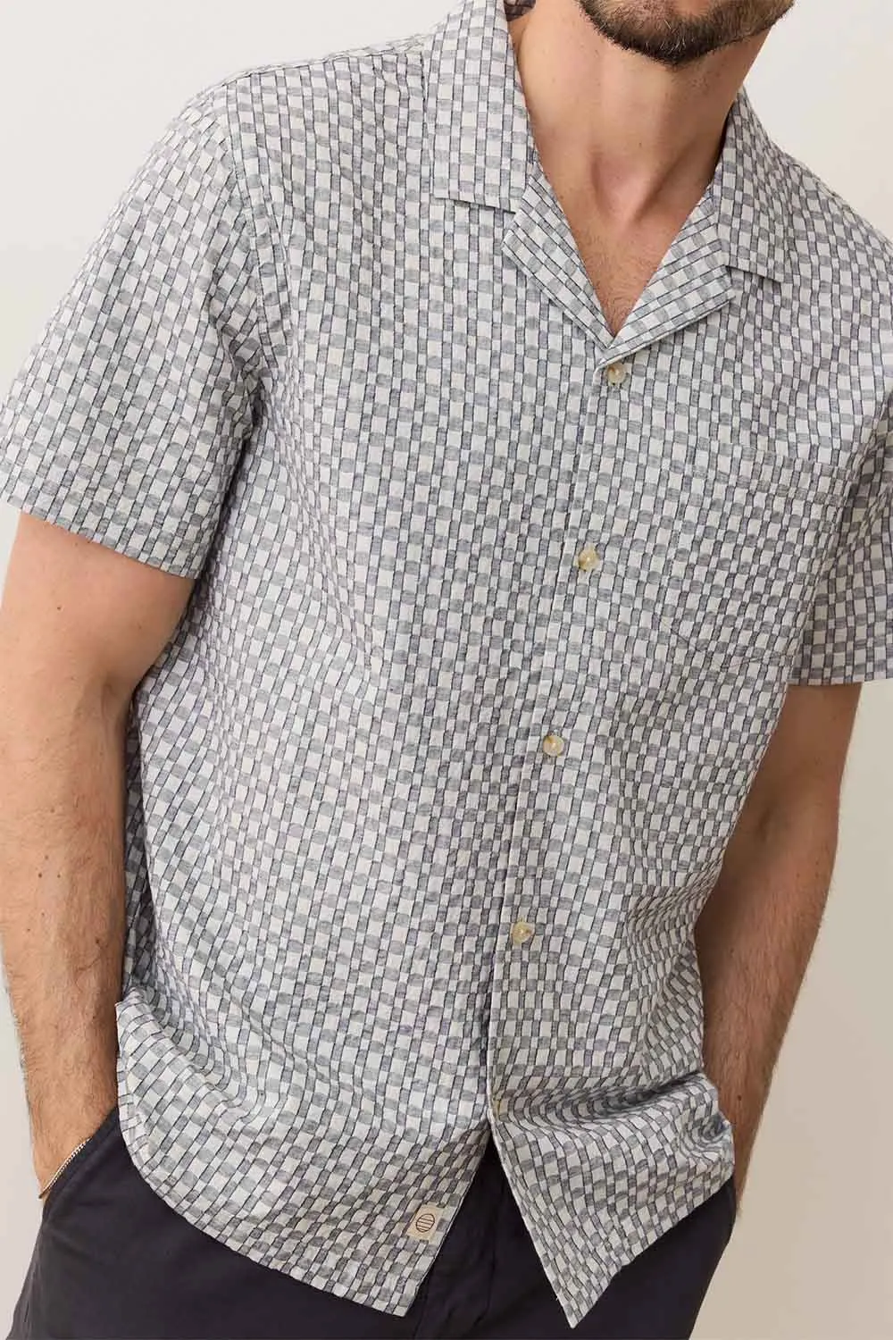 JACQUARD RESORT SHIRT Vintage Indigo sold by REVOLVR Menswear product image thumbnail 3