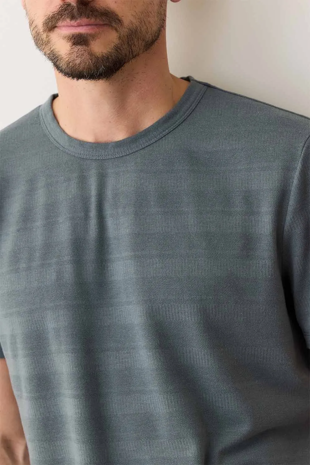 SIGNATURE JACQUARD CREW TEE Balsam Green sold by REVOLVR Menswear product image thumbnail 4
