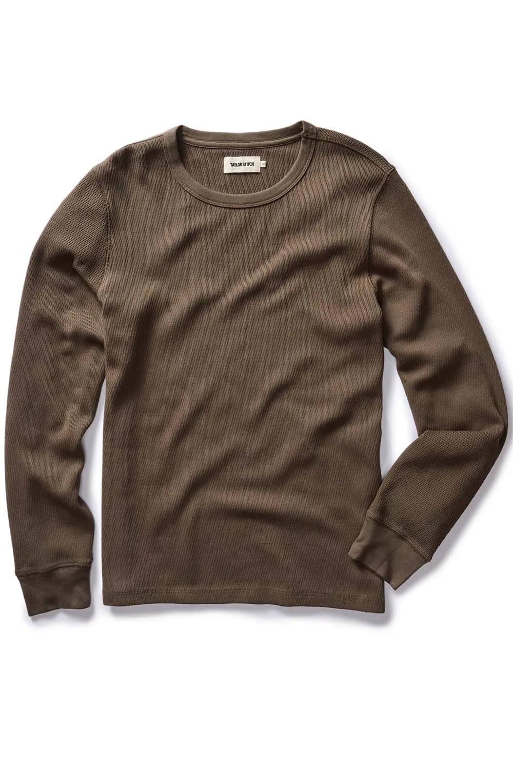 ORGANIC COTTON WAFFLE CREW Fatigue Olive sold by REVOLVR Menswear