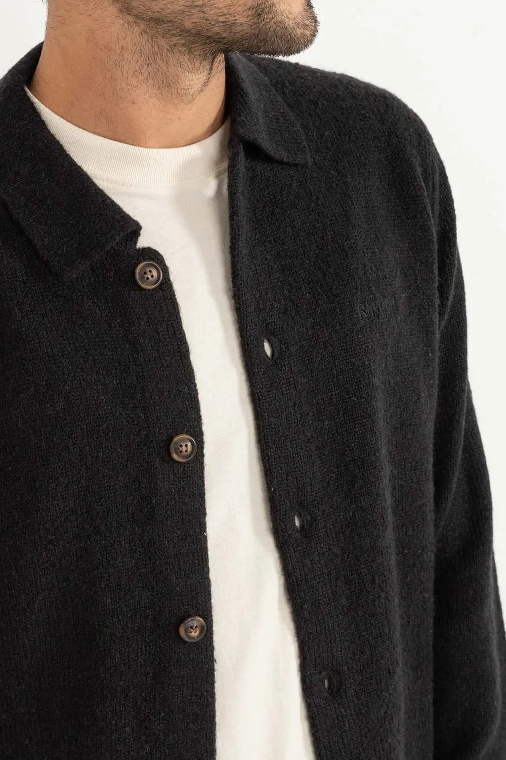 MOHAIR BUTTON UP KNIT Black sold by REVOLVR Menswear product image thumbnail 4