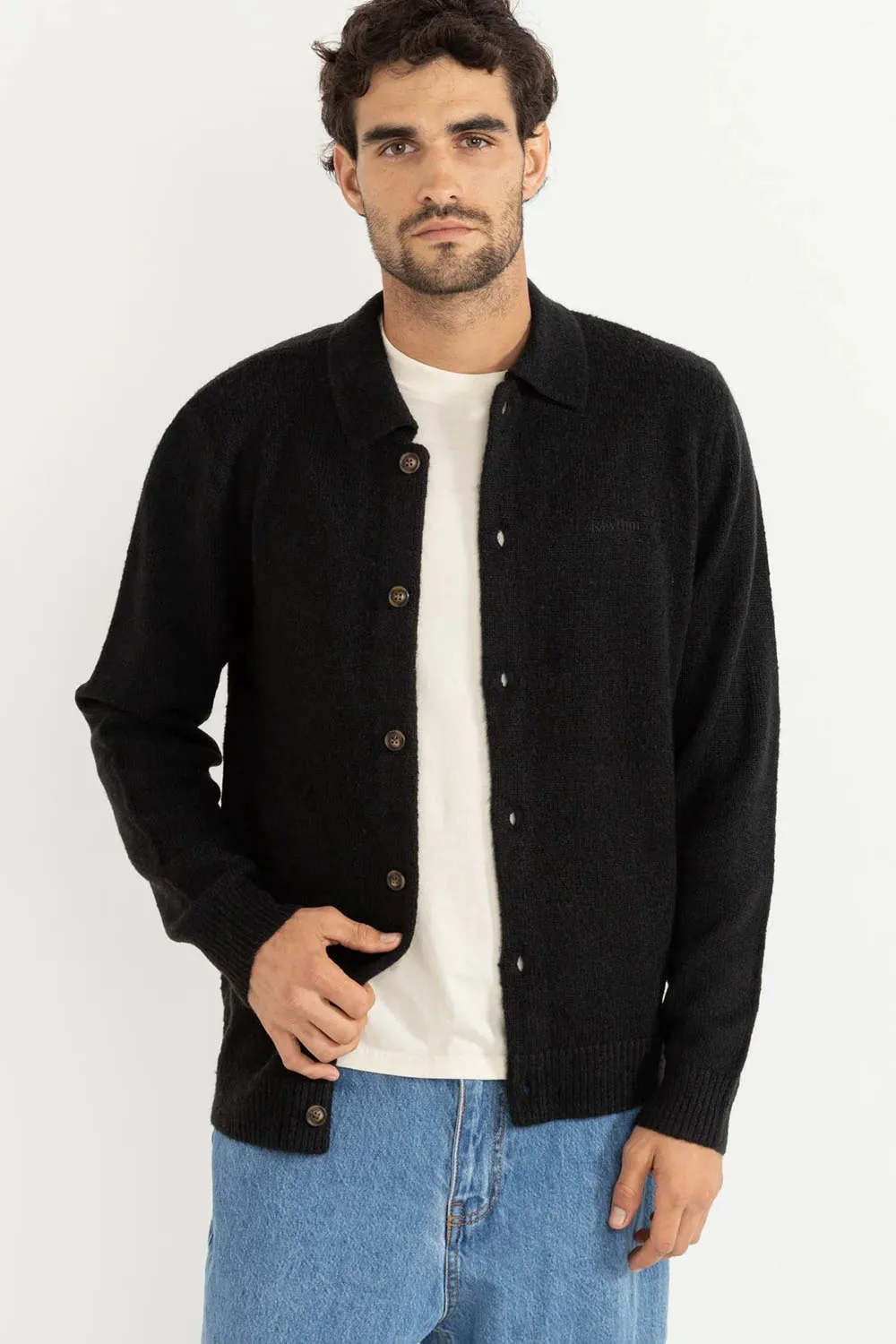 MOHAIR BUTTON UP KNIT Black sold by REVOLVR Menswear product image thumbnail 2