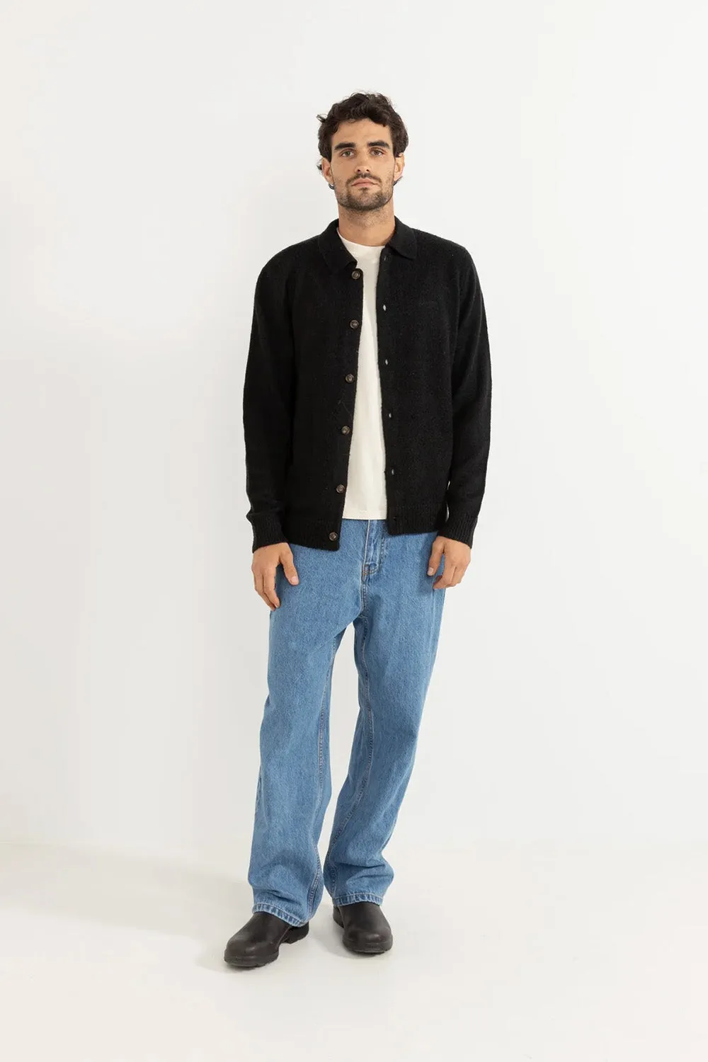 MOHAIR BUTTON UP KNIT Black sold by REVOLVR Menswear product image thumbnail 5