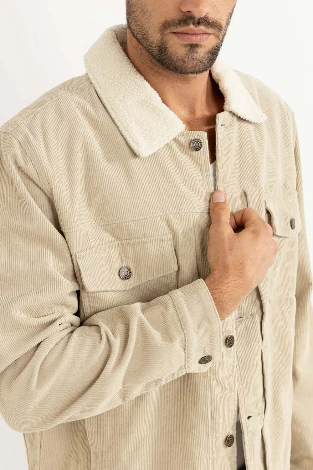 FLANNEL LINED CORD TRUCKER Oak sold by REVOLVR Menswear product image thumbnail 4