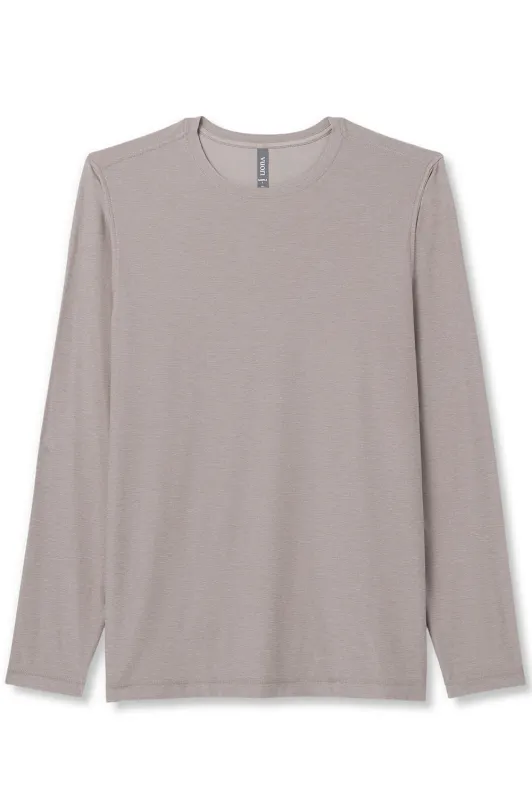 LS STRATO TECH TEE Mocha Heather sold by REVOLVR Menswear
