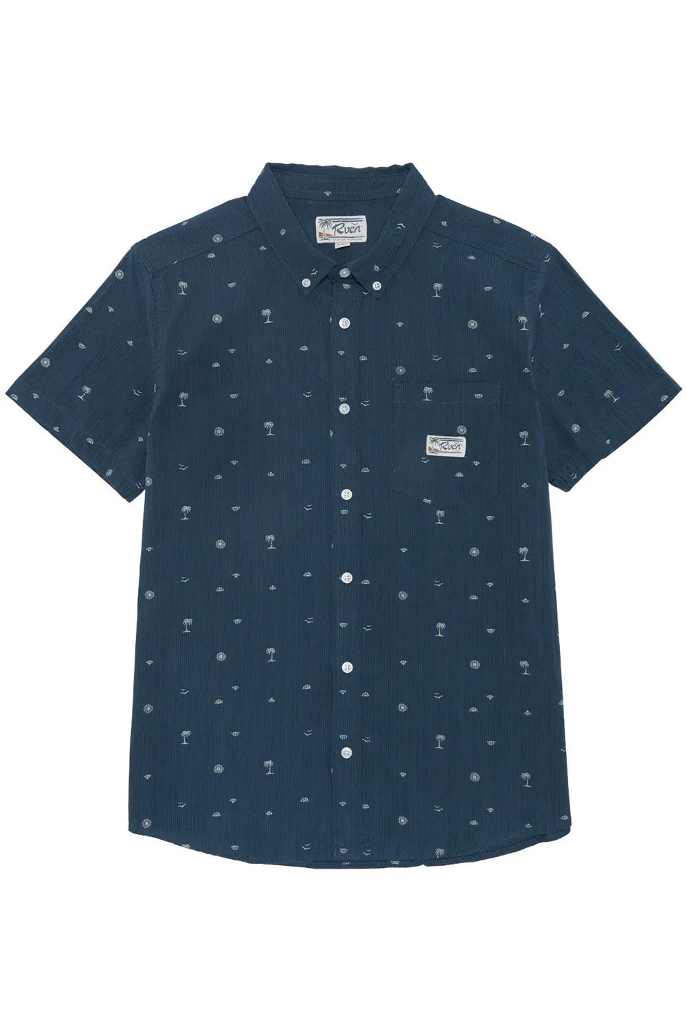 EXOTICA SEERSUCKER SS Garage Blue sold by REVOLVR Menswear