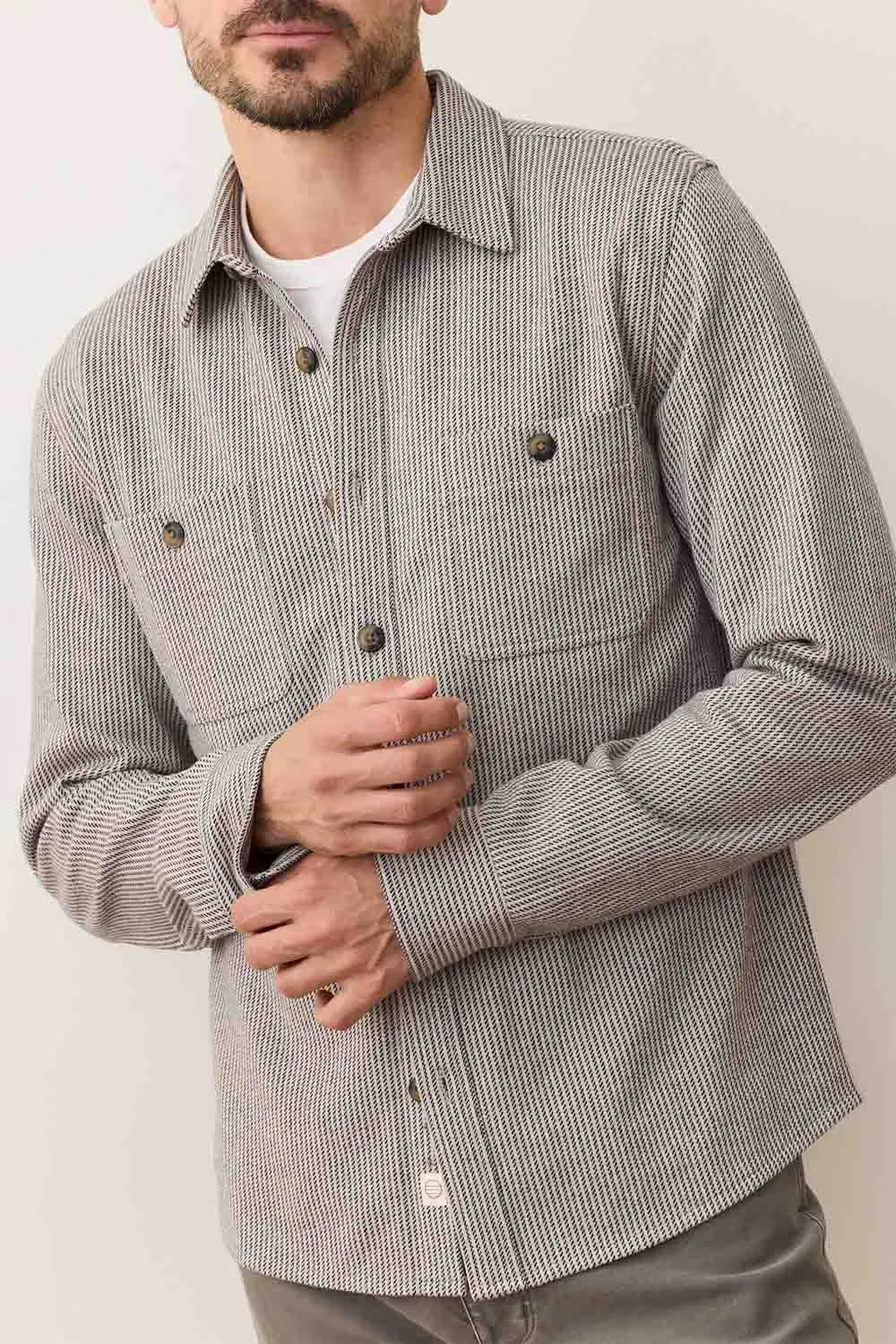 PACIFICA OVERSHIRT Grey Railroad Stripe sold by REVOLVR Menswear product image thumbnail 4