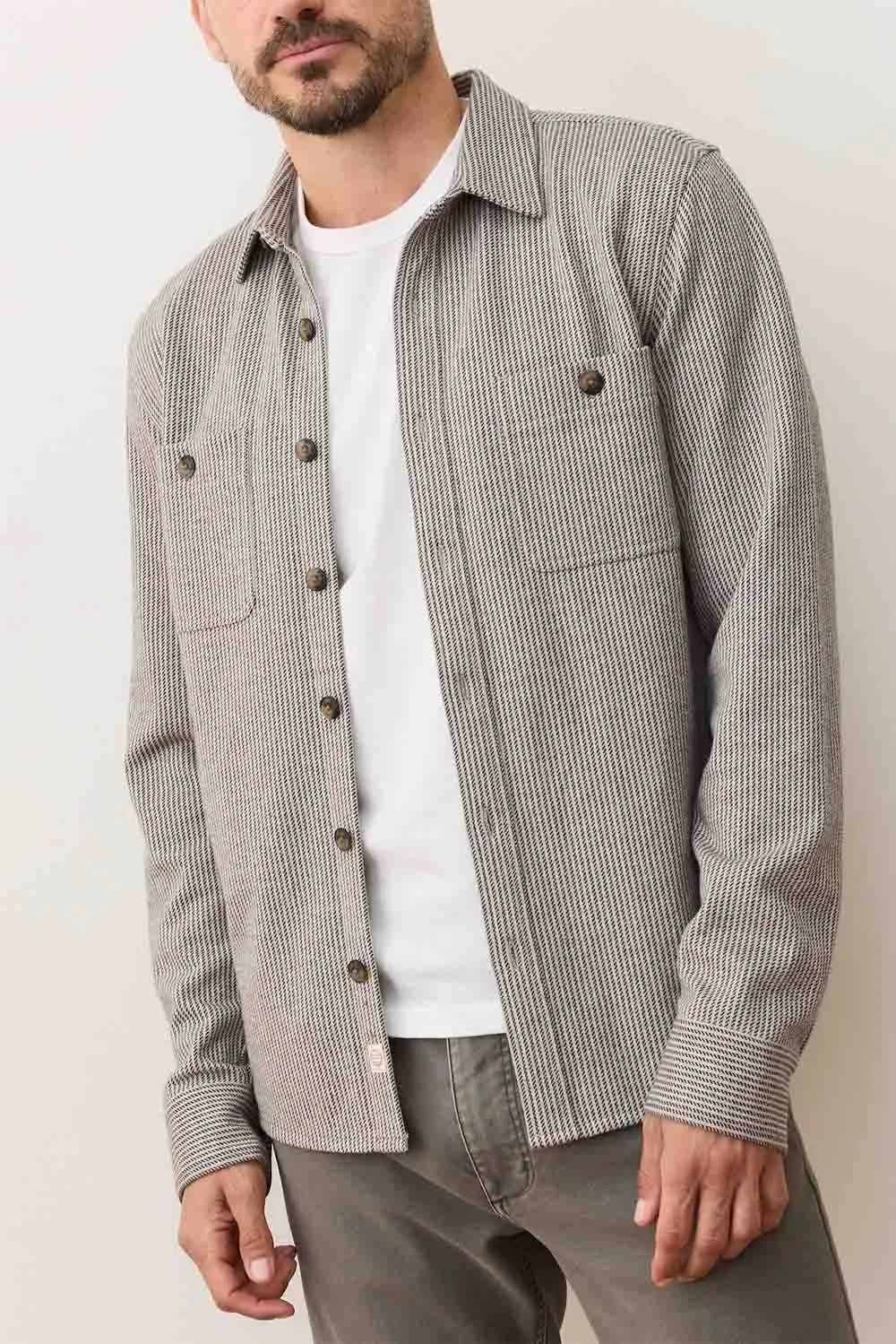 PACIFICA OVERSHIRT Grey Railroad Stripe sold by REVOLVR Menswear product image thumbnail 3