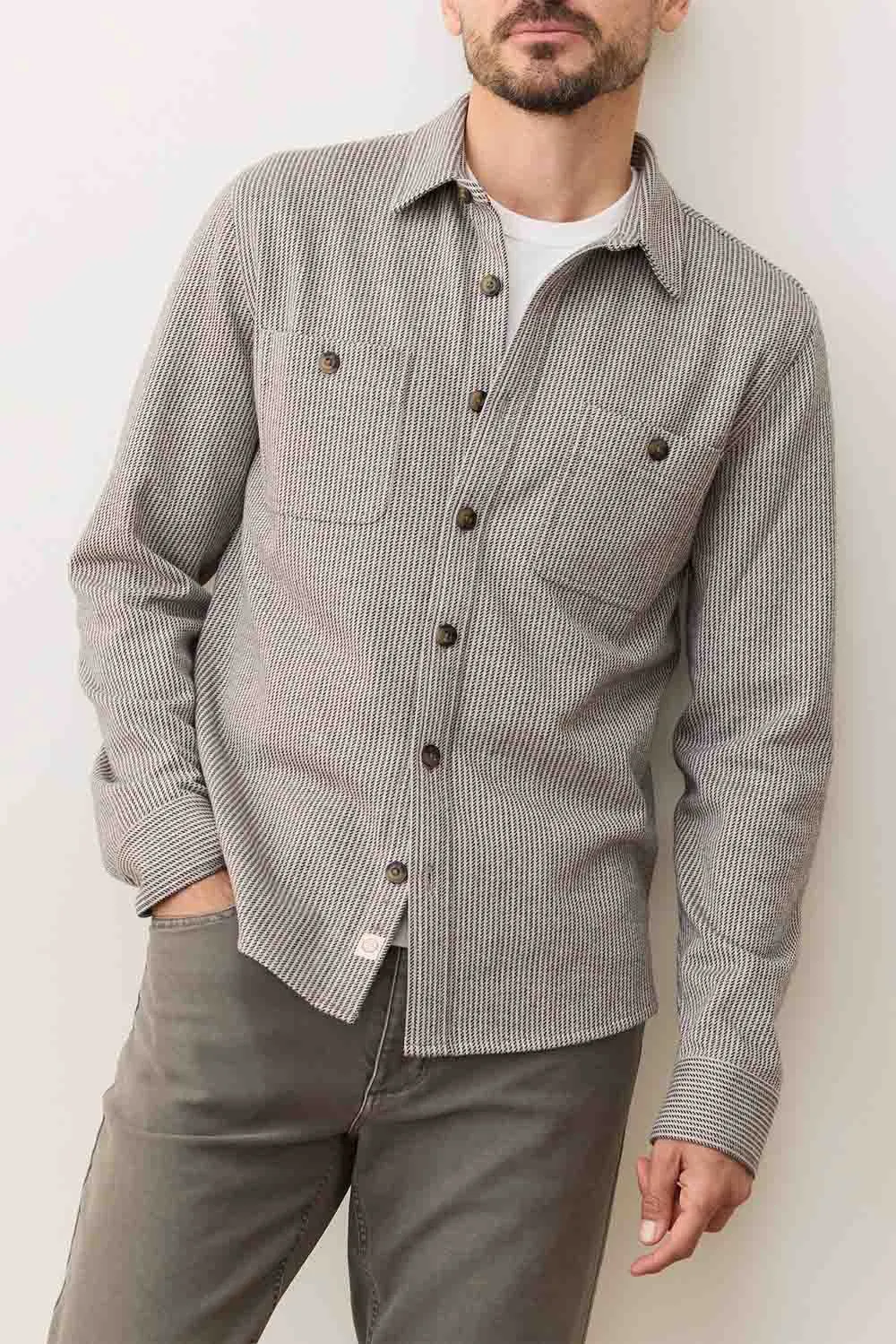 PACIFICA OVERSHIRT Grey Railroad Stripe sold by REVOLVR Menswear product image thumbnail 2