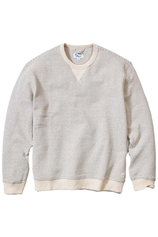 CLOUD 9 FLEECE CREWNECK Driftwood Baja Stripe sold by REVOLVR Menswear