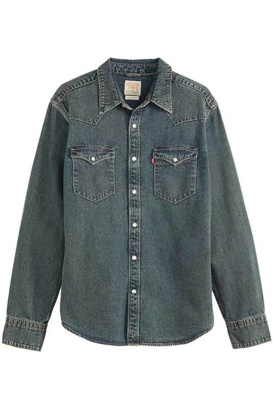 BARSTOW WESTERN SHIRT Washed Blue/Black sold by REVOLVR Menswear
