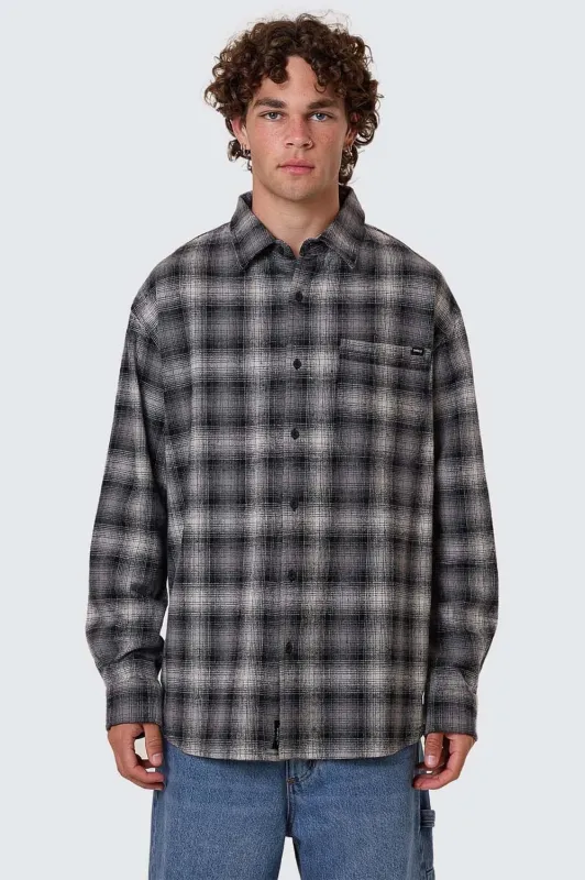 BARRIO LS FLANNEL SHIRT Black sold by REVOLVR Menswear