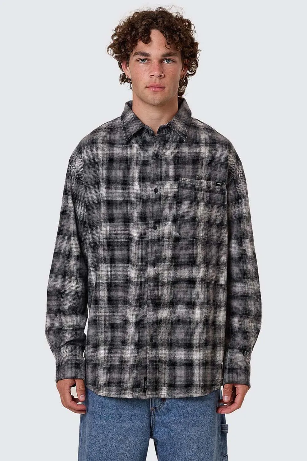 BARRIO LS FLANNEL SHIRT Black sold by REVOLVR Menswear