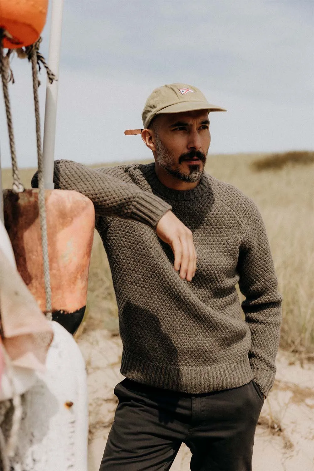 THE FISHERMAN SWEATER Taupe Merino sold by REVOLVR Menswear product image thumbnail 2