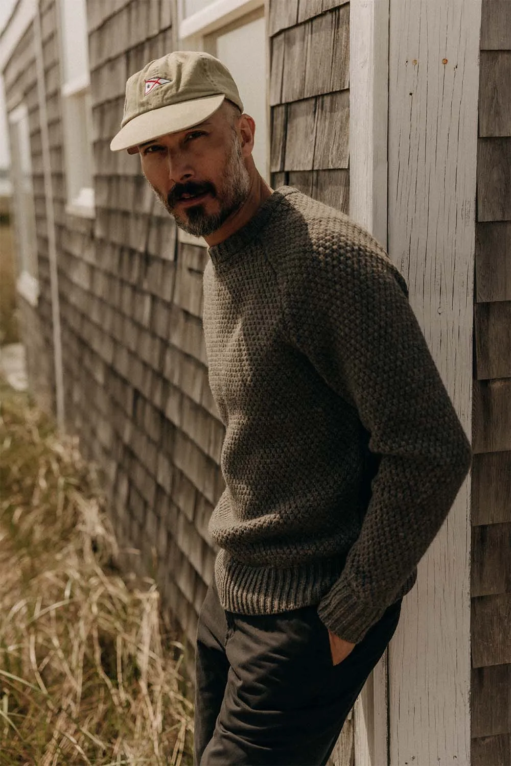 THE FISHERMAN SWEATER Taupe Merino sold by REVOLVR Menswear product image thumbnail 3