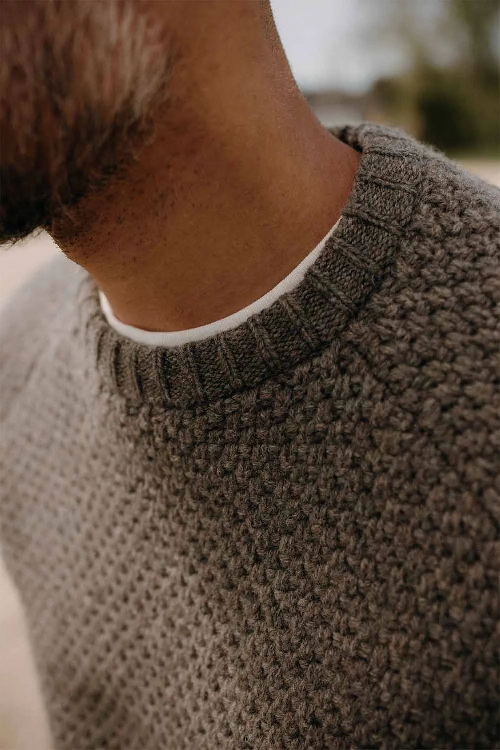 THE FISHERMAN SWEATER Taupe Merino sold by REVOLVR Menswear product image thumbnail 4