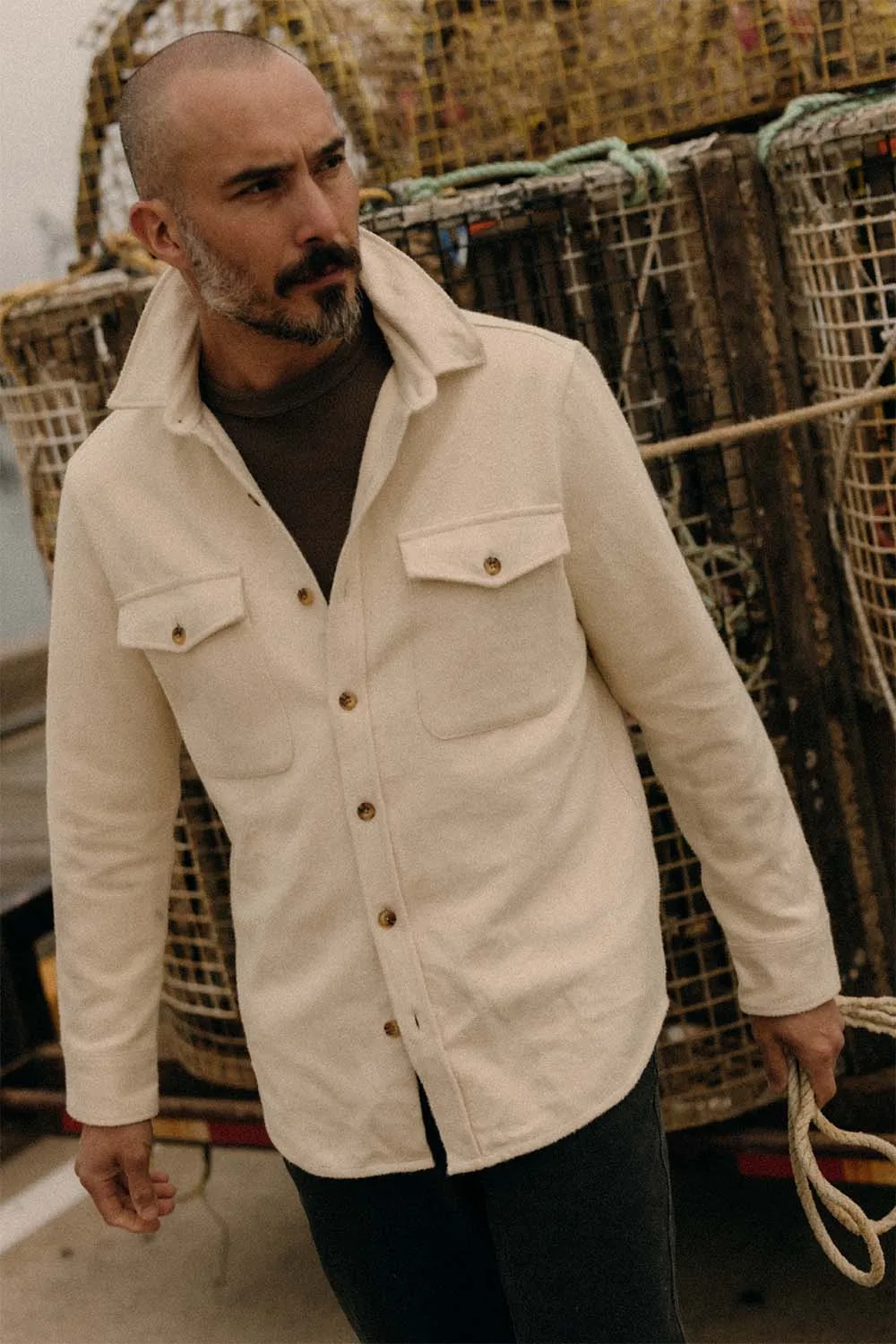 MARITIME SHIRT JACKET Vintage White Moleskin sold by REVOLVR Menswear