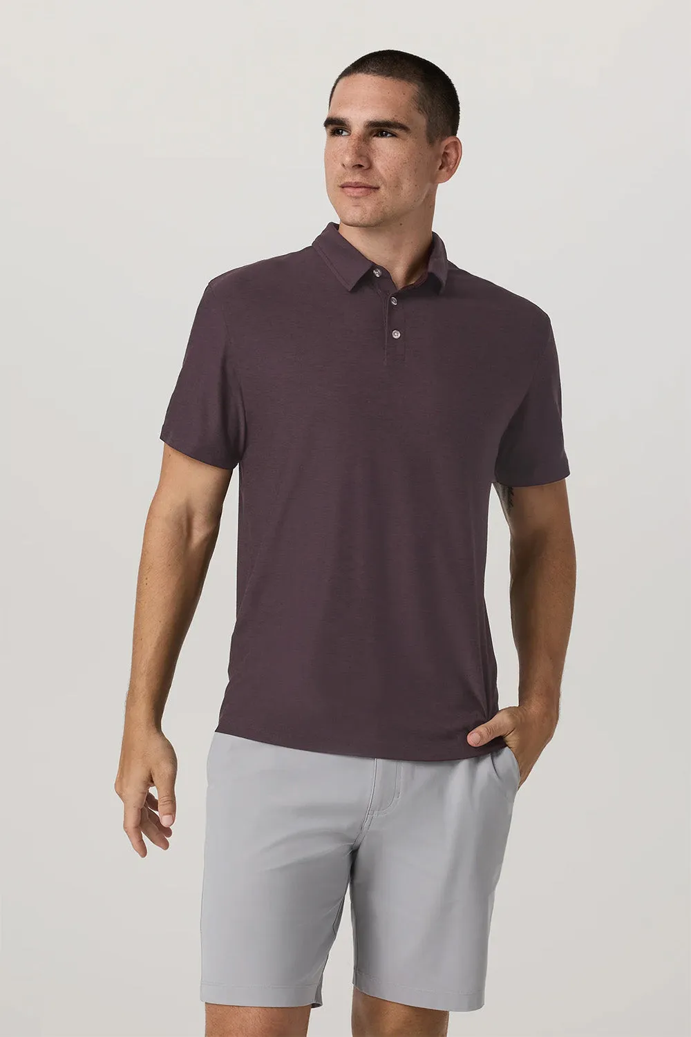 STRATO TECH POLO Raisin Heather sold by REVOLVR Menswear product image thumbnail 2