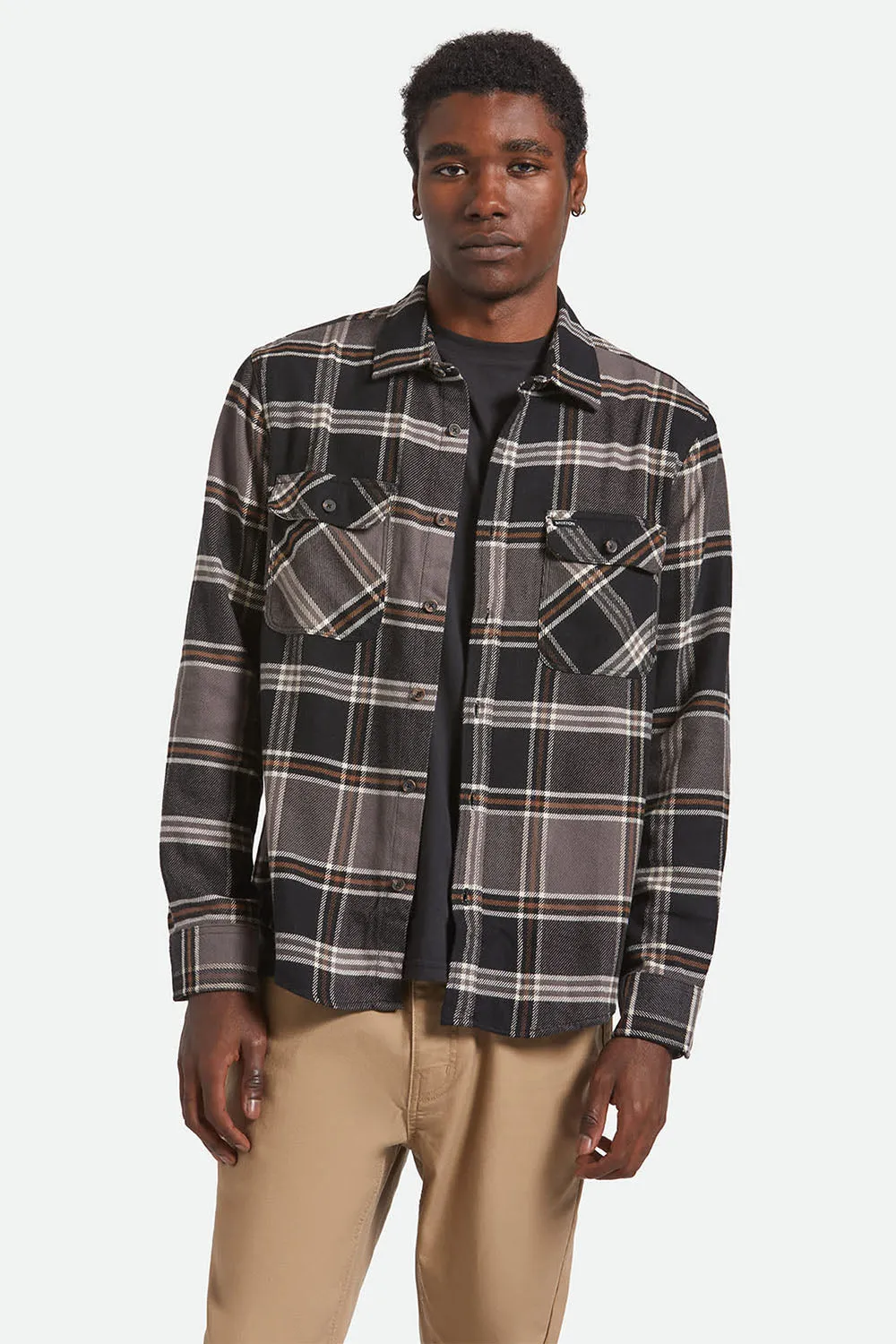BOWERY LS FLANNEL Black/Charcoal/Pinecone sold by REVOLVR Menswear product image thumbnail 2