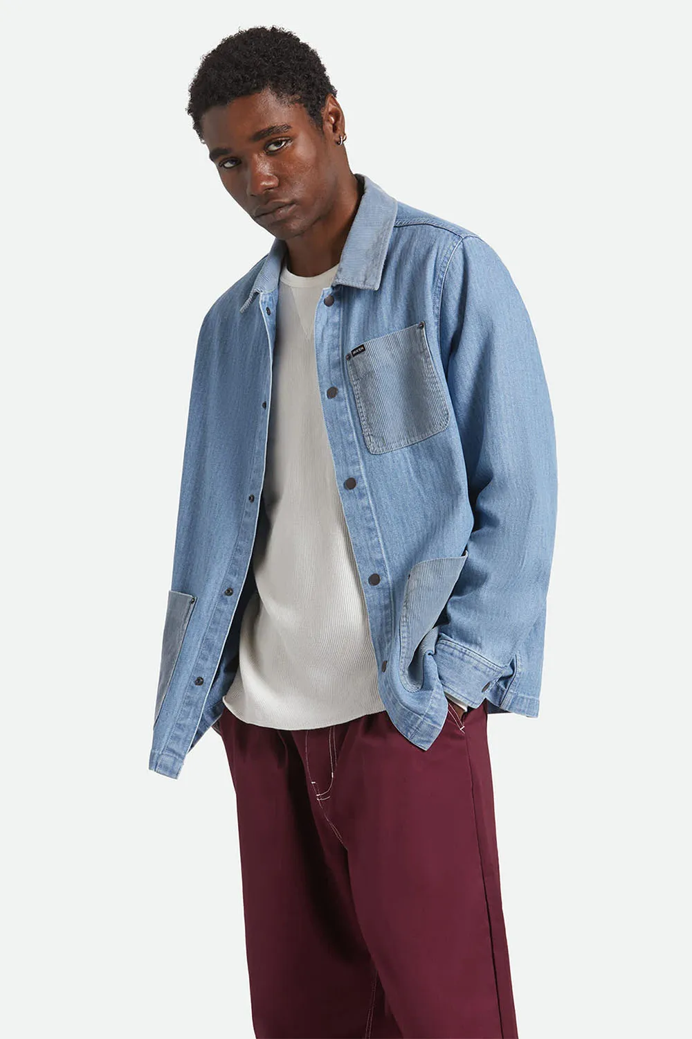 HERRINGBONE LW CHORE COAT Light Wash Denim sold by REVOLVR Menswear product image thumbnail 4