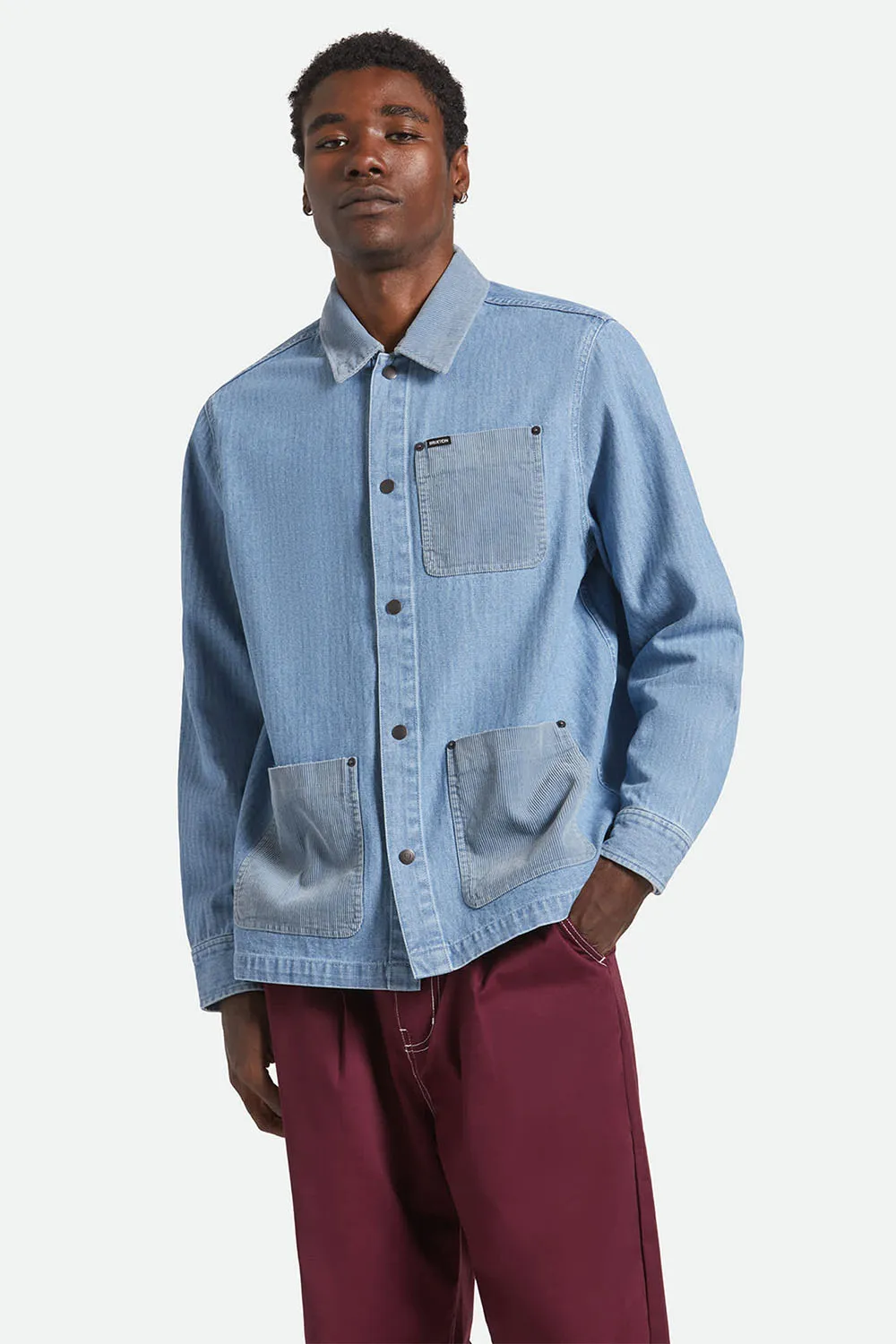 HERRINGBONE LW CHORE COAT Light Wash Denim sold by REVOLVR Menswear product image thumbnail 2