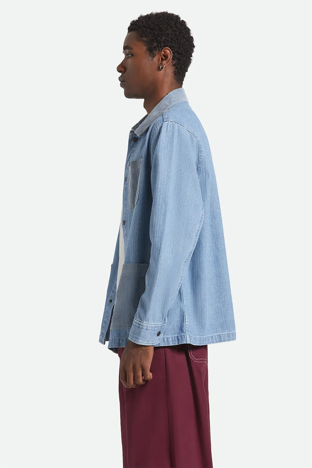 HERRINGBONE LW CHORE COAT Light Wash Denim sold by REVOLVR Menswear product image thumbnail 3