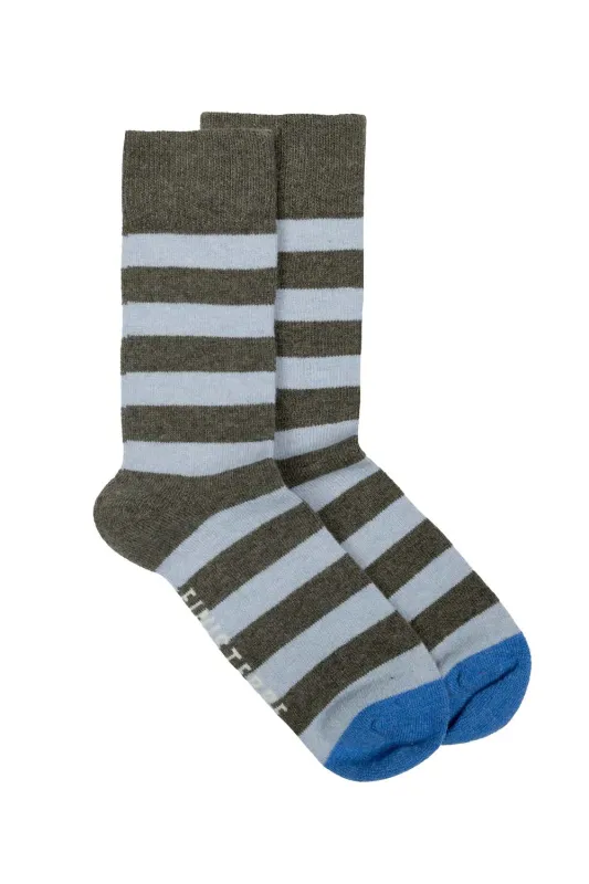CLASSIC STRIPED SOCK Olive/Winter Sky sold by REVOLVR Menswear