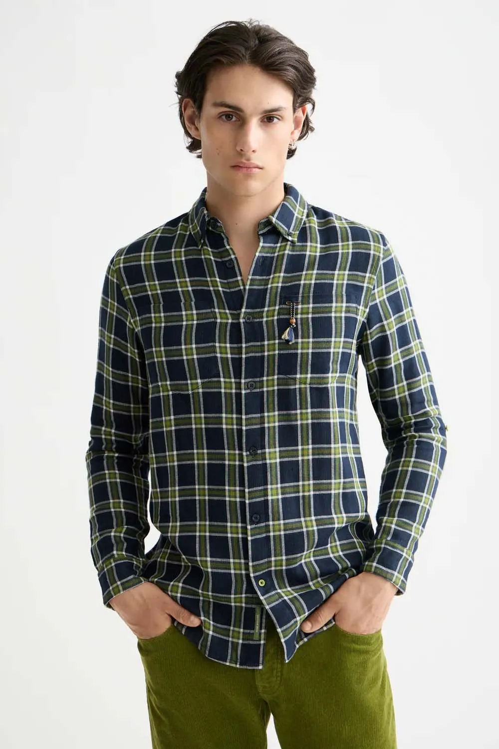 DOUBLE FACE CHECK SHIRT Sky Captain sold by REVOLVR Menswear product image thumbnail 2