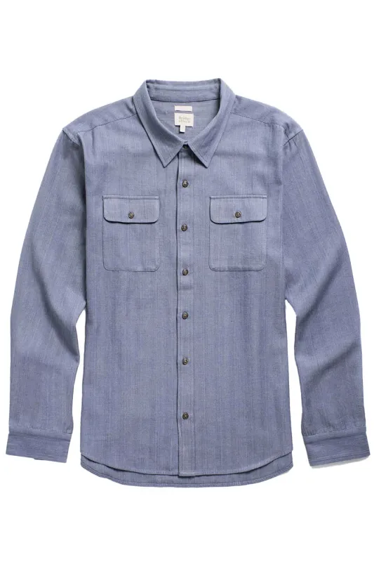 BEDFORD SHIRT Denim Herringbone sold by REVOLVR Menswear