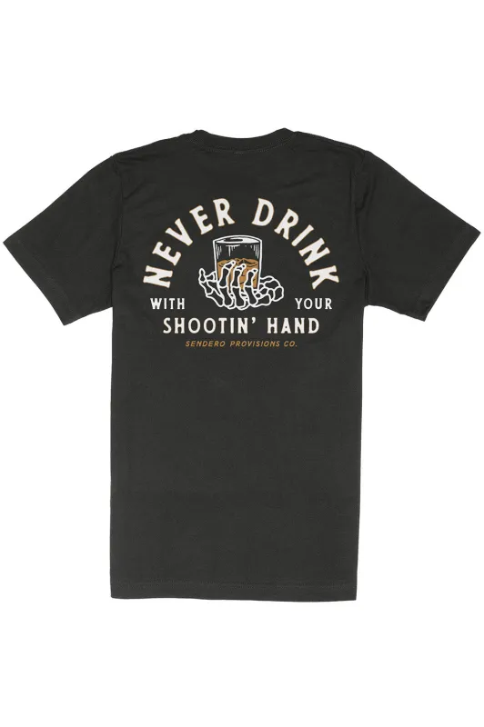 SHOOTIN' HAND T-SHIRT Black sold by REVOLVR Menswear