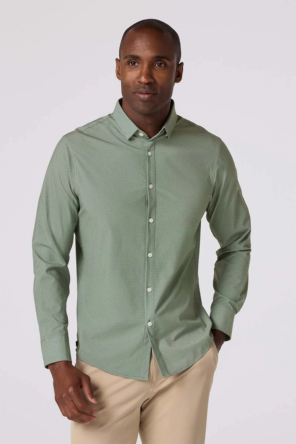 LEEWARD LS Olive Pressed Diamond sold by REVOLVR Menswear