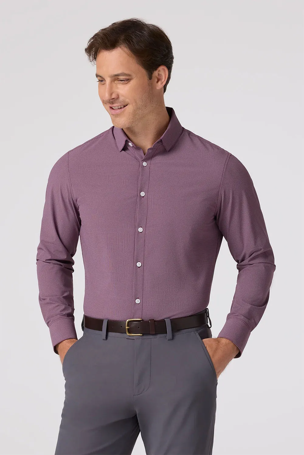 LEEWARD LS Eggplant Levi Plaid sold by REVOLVR Menswear