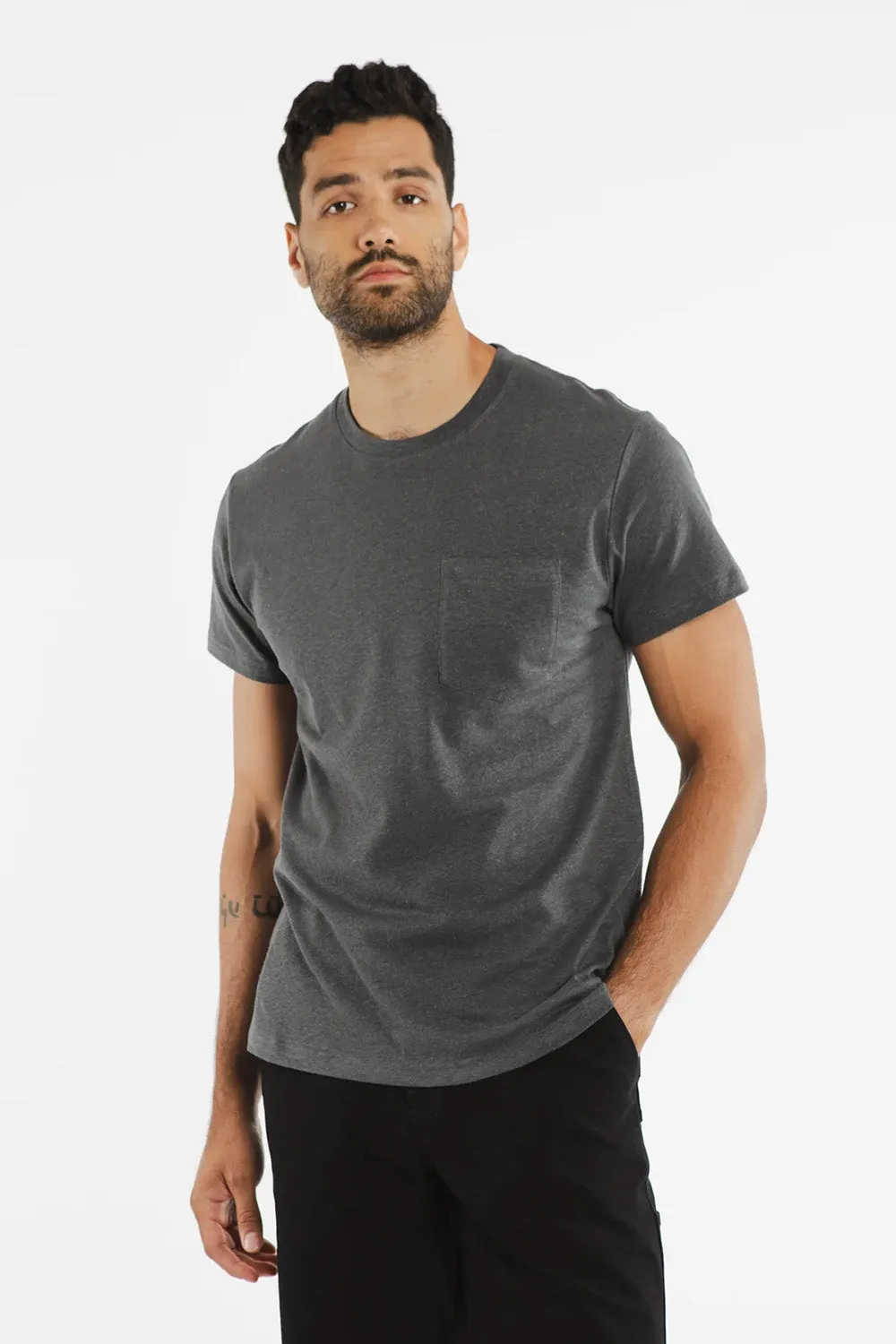 ORGANIC HEMP PKT TEE Slate Grey sold by REVOLVR Menswear product image thumbnail 2