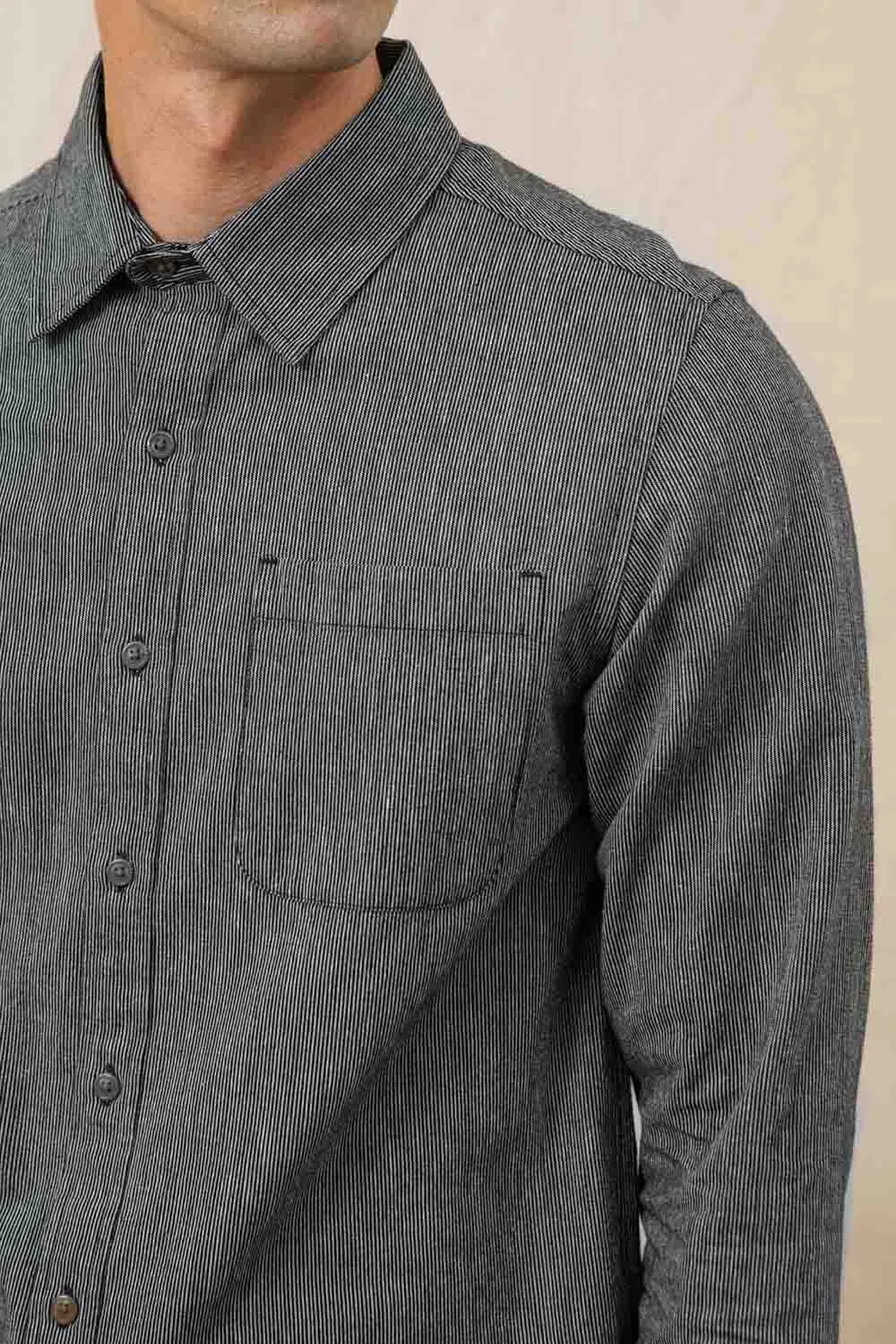 JUDE SHIRT Onyx Stripe sold by REVOLVR Menswear product image thumbnail 5