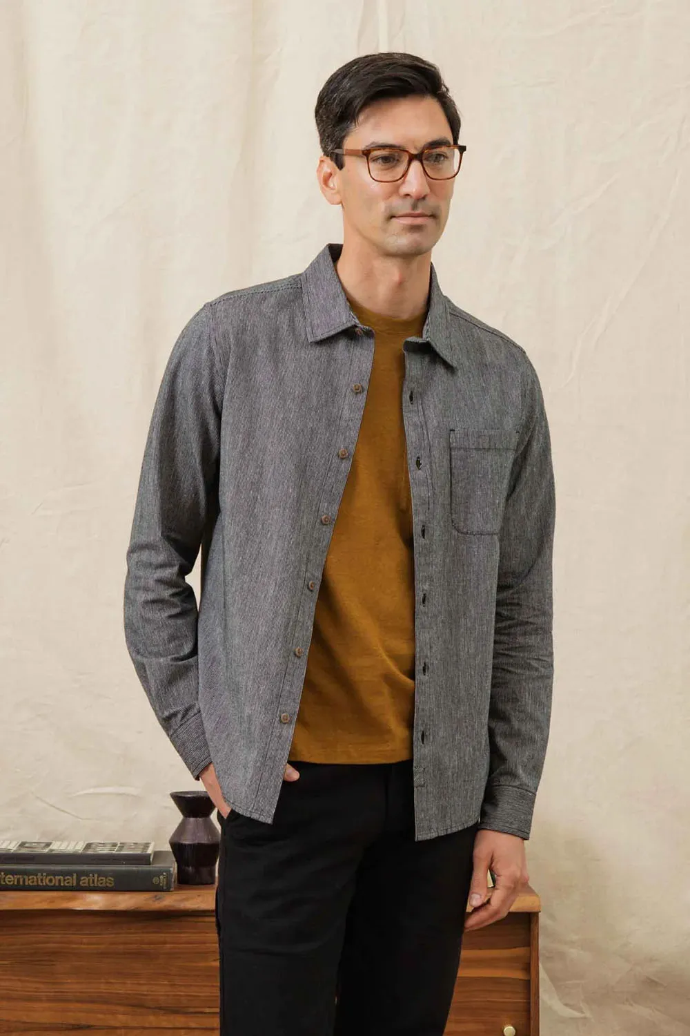 JUDE SHIRT Onyx Stripe sold by REVOLVR Menswear product image thumbnail 2