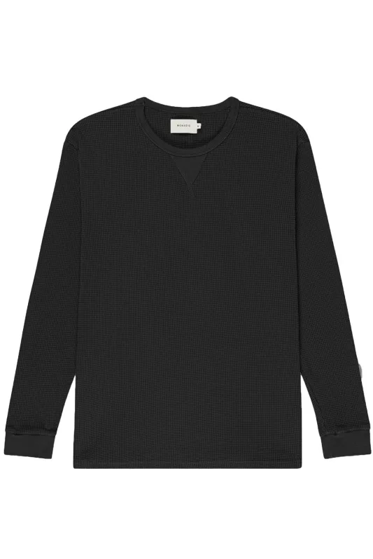 WAFFLE KNIT THERMAL Black sold by REVOLVR Menswear