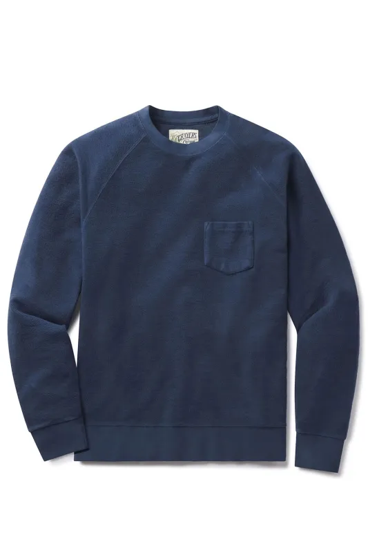 DUNLOP REVERSE FLEECE CREW Dark Blue sold by REVOLVR Menswear
