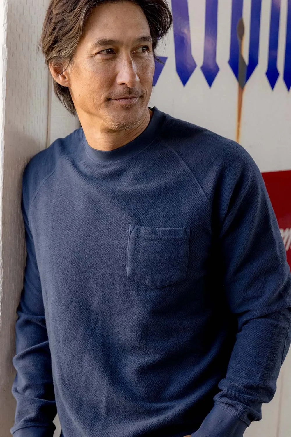 DUNLOP REVERSE FLEECE CREW Dark Blue sold by REVOLVR Menswear product image thumbnail 2