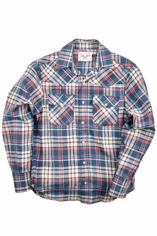 WESTERN SCOUT Kingfisher Blue Plaid sold by REVOLVR Menswear