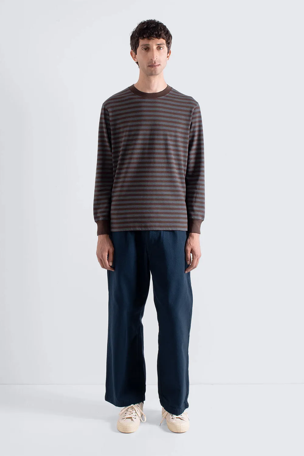BRETON STRIPE TSHIRT Grey/Brown sold by REVOLVR Menswear product image thumbnail 3