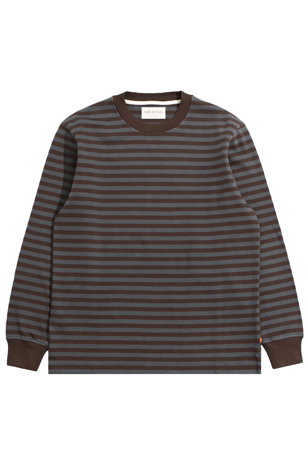 BRETON STRIPE TSHIRT Grey/Brown sold by REVOLVR Menswear