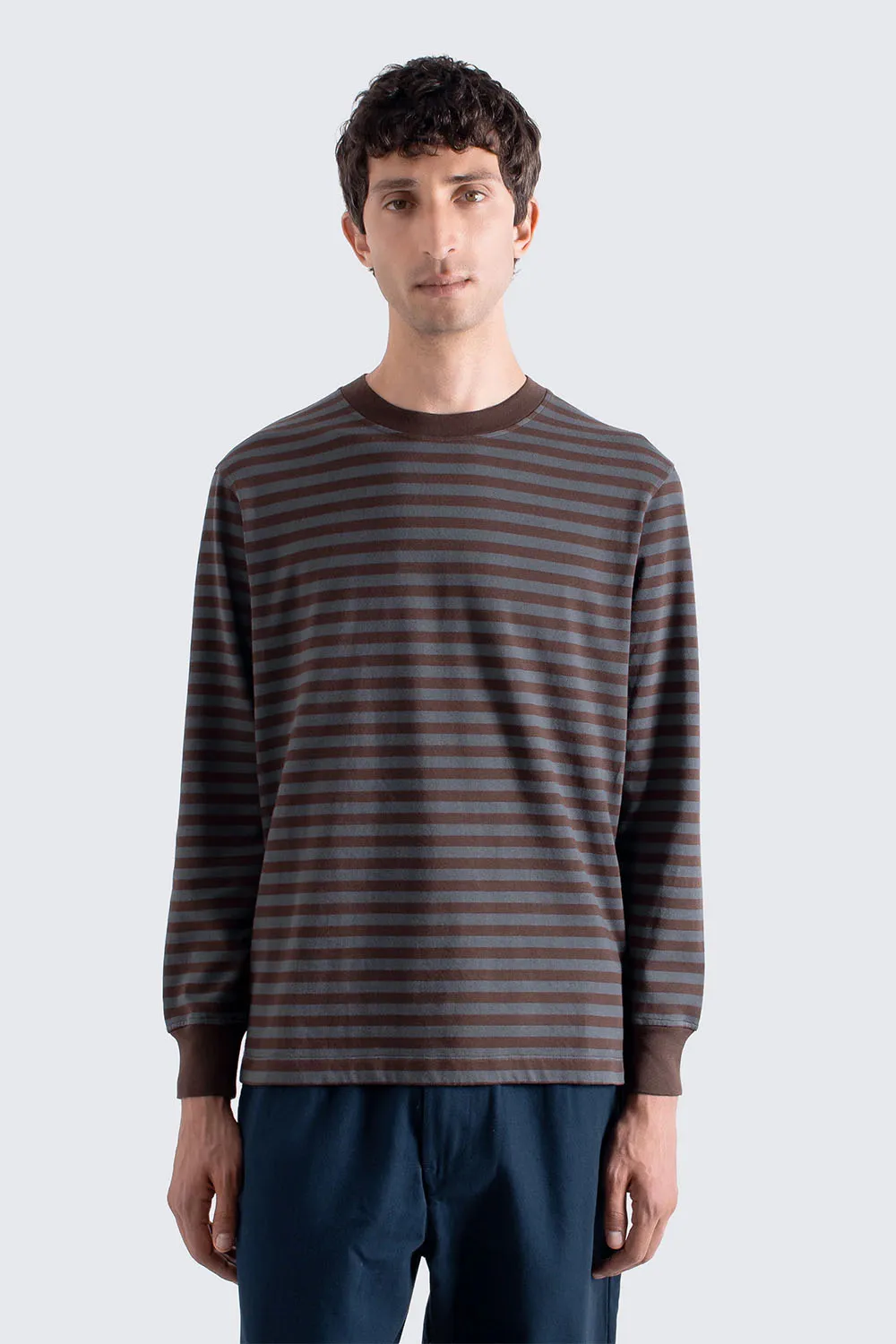 BRETON STRIPE TSHIRT Grey/Brown sold by REVOLVR Menswear product image thumbnail 2