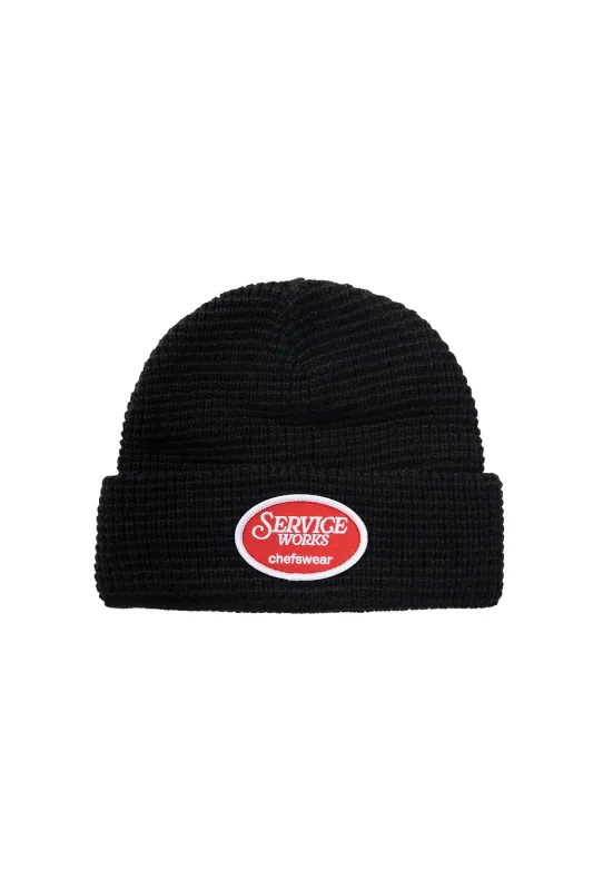 WAFFLE PATCH BEANIE Black sold by REVOLVR Menswear