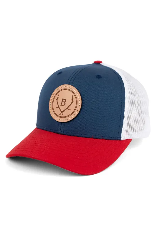 SIMPLIFY TRUCKER LEATHER Red/White/Blue sold by REVOLVR Menswear