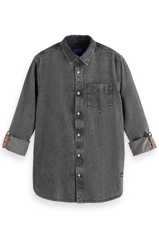 WASHED DENIM SHIRT Black Spark sold by REVOLVR Menswear