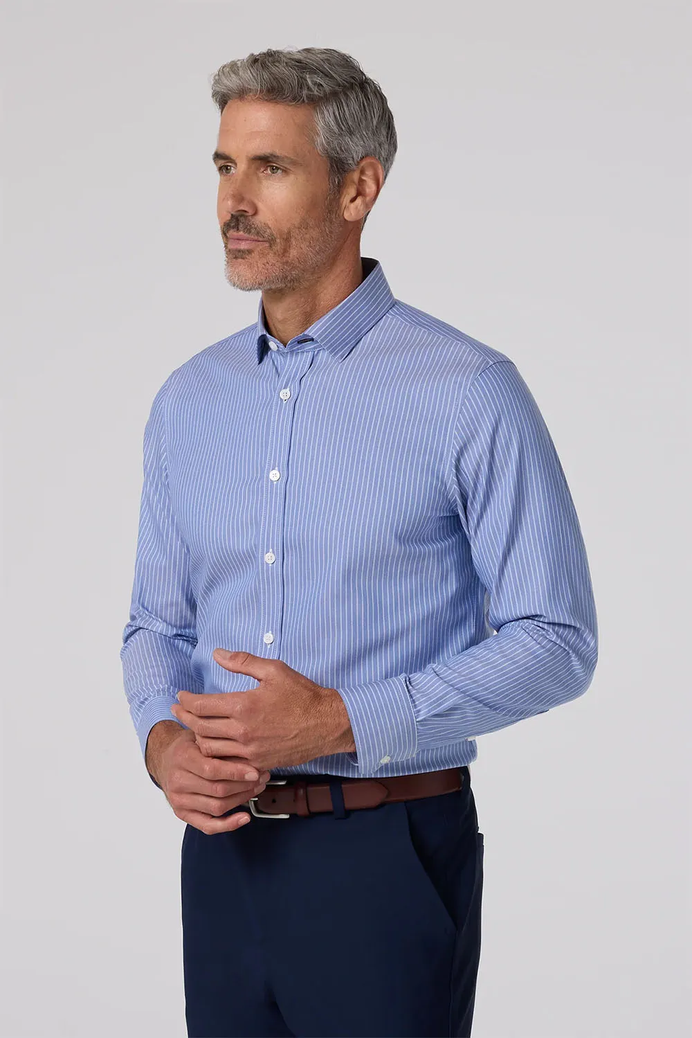 HILTON LS Cobalt Chalk Stripe sold by REVOLVR Menswear