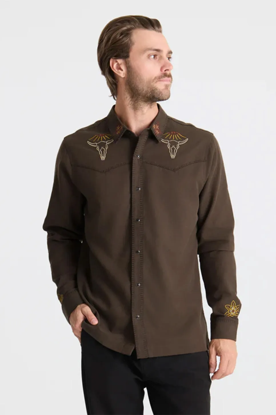 ON THE RANGE SHIRT Dark Brown sold by REVOLVR Menswear product image thumbnail 2
