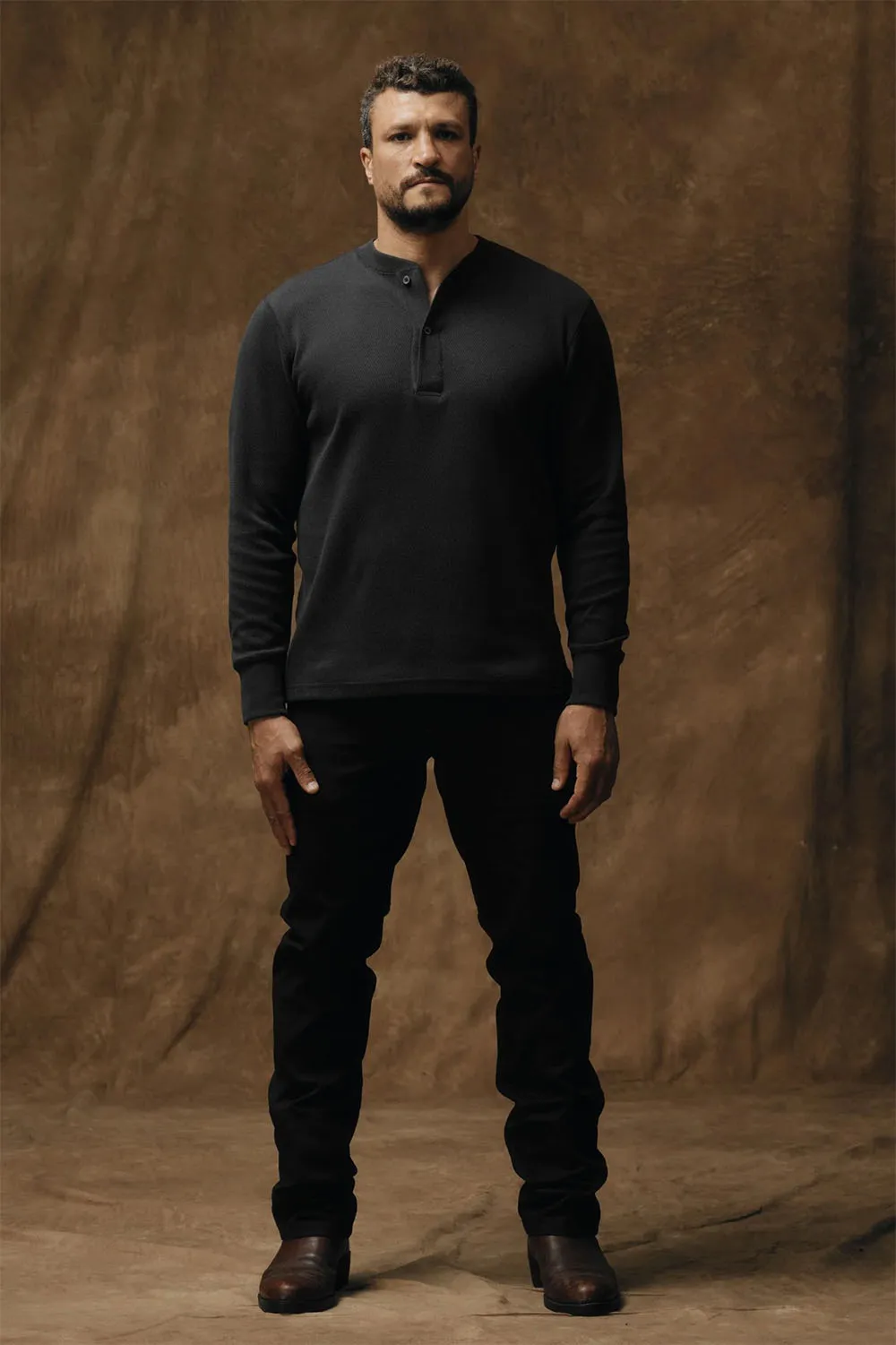 WAFFLE KNIT HENLEY Faded Black sold by REVOLVR Menswear product image thumbnail 2