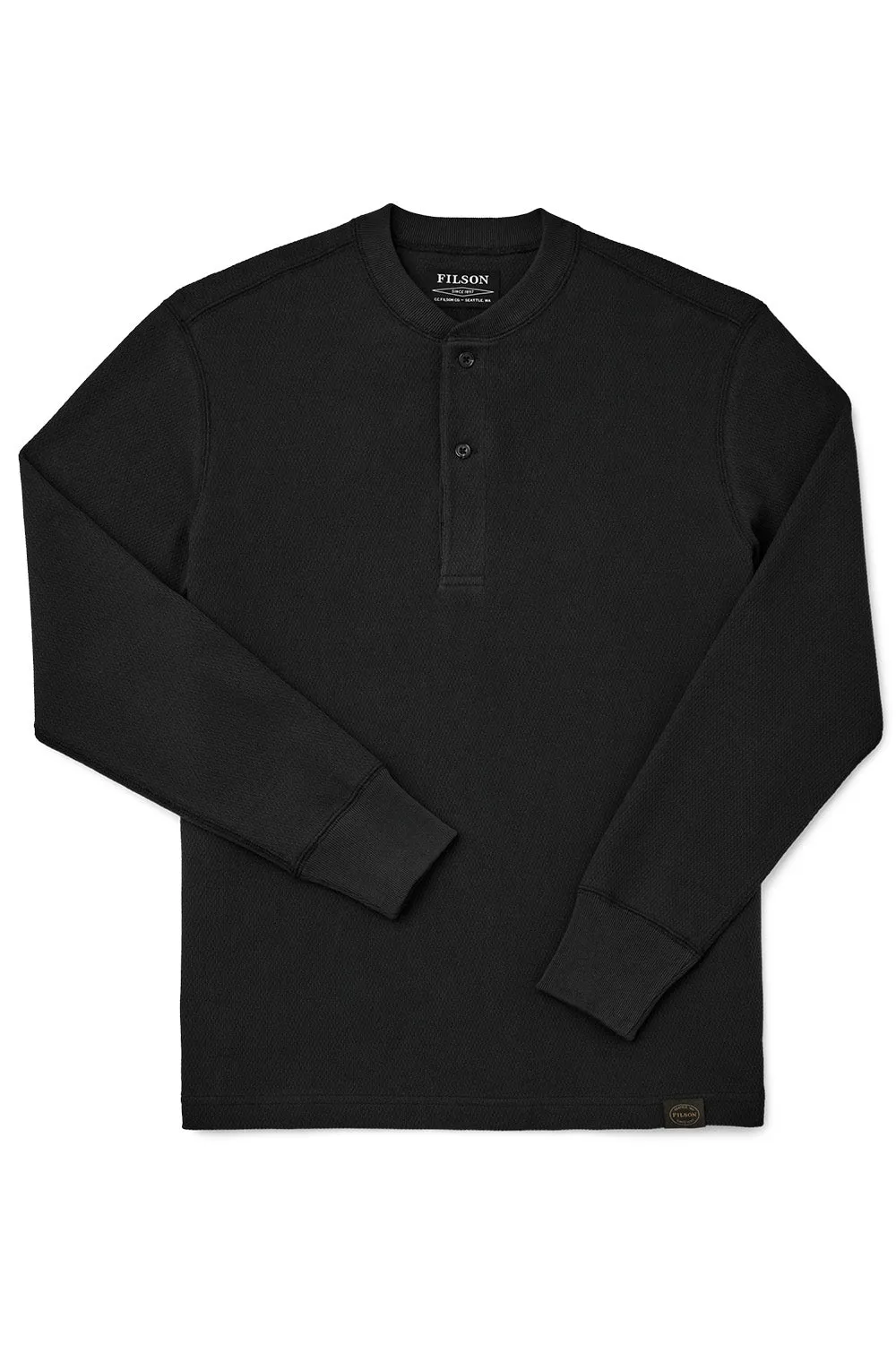 WAFFLE KNIT HENLEY Faded Black sold by REVOLVR Menswear