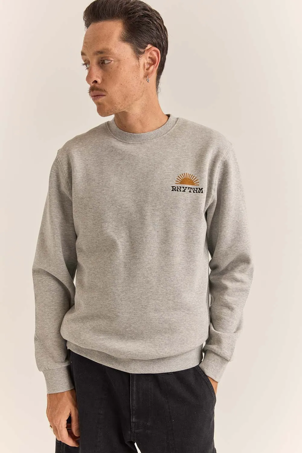 AWAKE FLEECE CREW Grey Heather sold by REVOLVR Menswear product image thumbnail 2