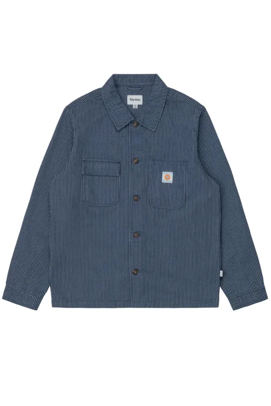 HICKORY STRIPE WORK SHIRT Navy sold by REVOLVR Menswear
